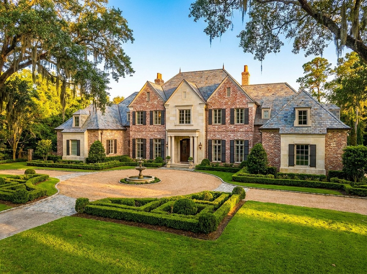Grand Southern brick and limestone estate