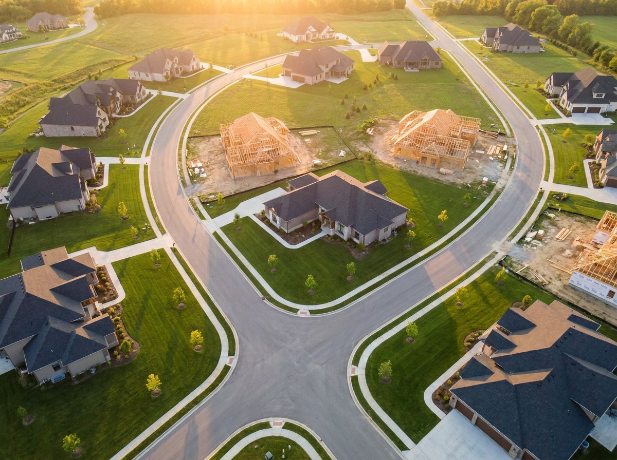 New luxury subdivision from above